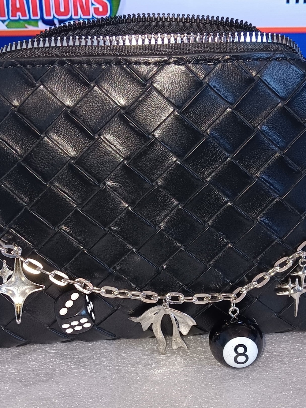 Black Woven Leather Crossbody Bag - Unbranded
